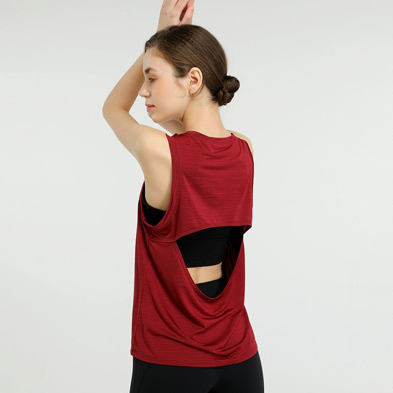 Open Back Yoga Tank - Red / S