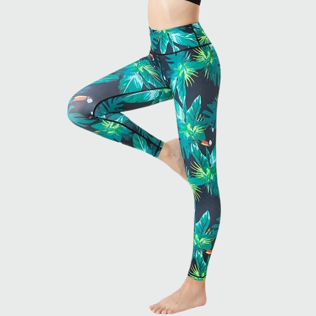 Green Leaf Yoga Legging - black &amp; green / S