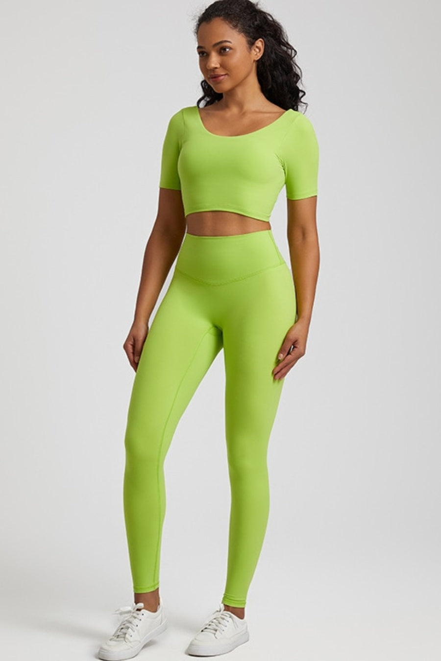 Yoga Legging &amp; T-shirt set - light green / S