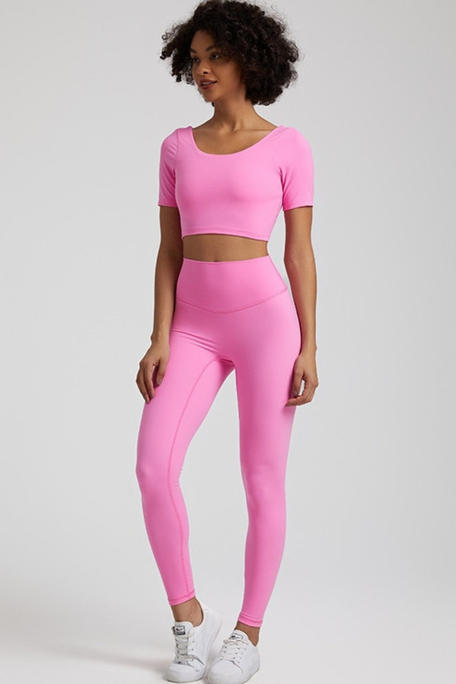 Yoga Legging &amp; T-shirt set - light pink / S