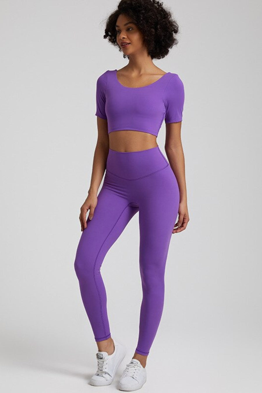 Yoga Legging &amp; T-shirt set - purple / S