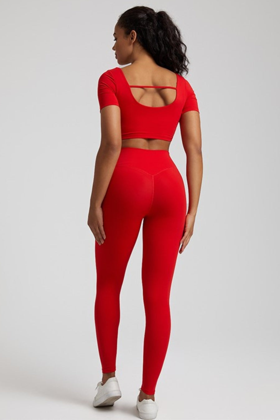 Yoga Legging &amp; T-shirt set - red / S