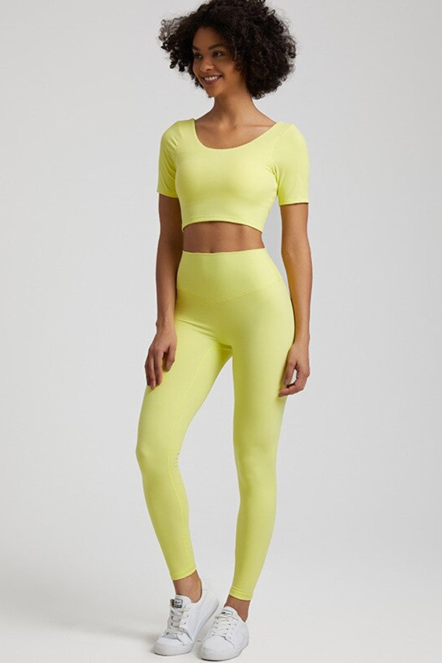 Yoga Legging &amp; T-shirt set - yellow / S