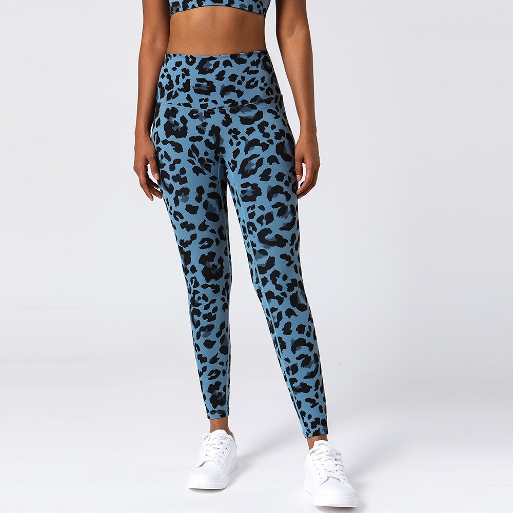 Women's Leopard Yoga Legging - Blue / S