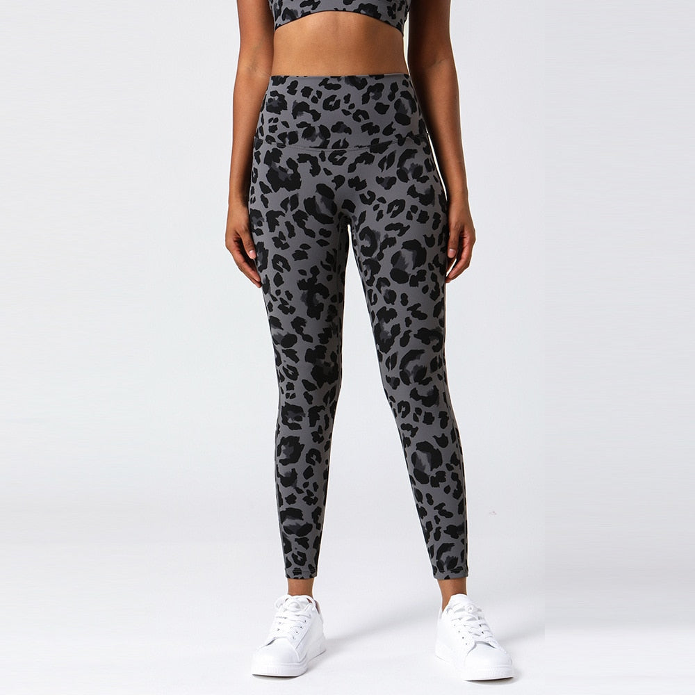 Women's Leopard Yoga Legging - Grey / S