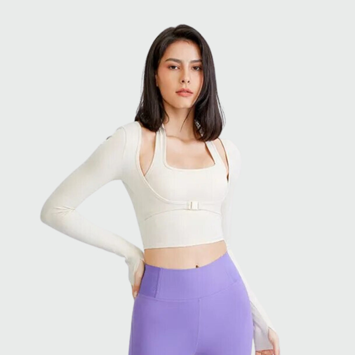 Yoga Integrated Bra Sweater - beige / S