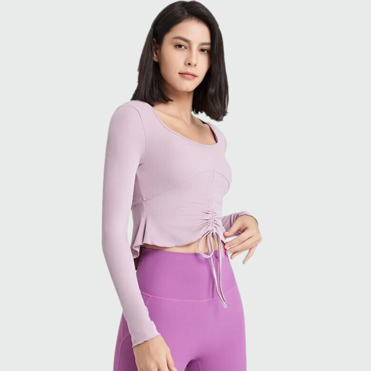 Yoga Square Neck Sweater - light purple / S