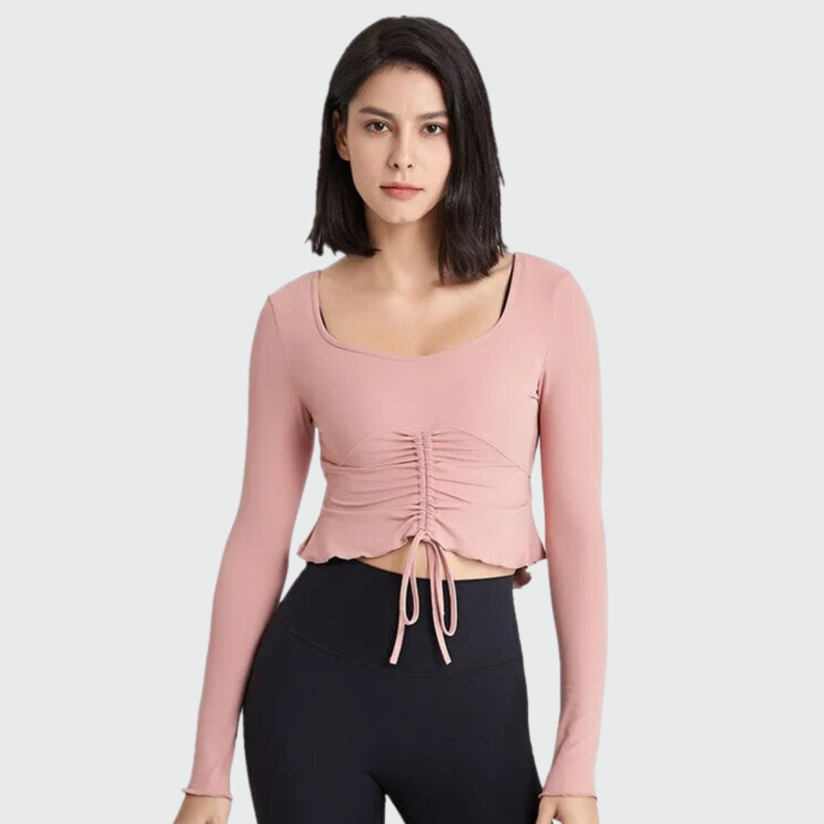 Yoga Square Neck Sweater - pink / S