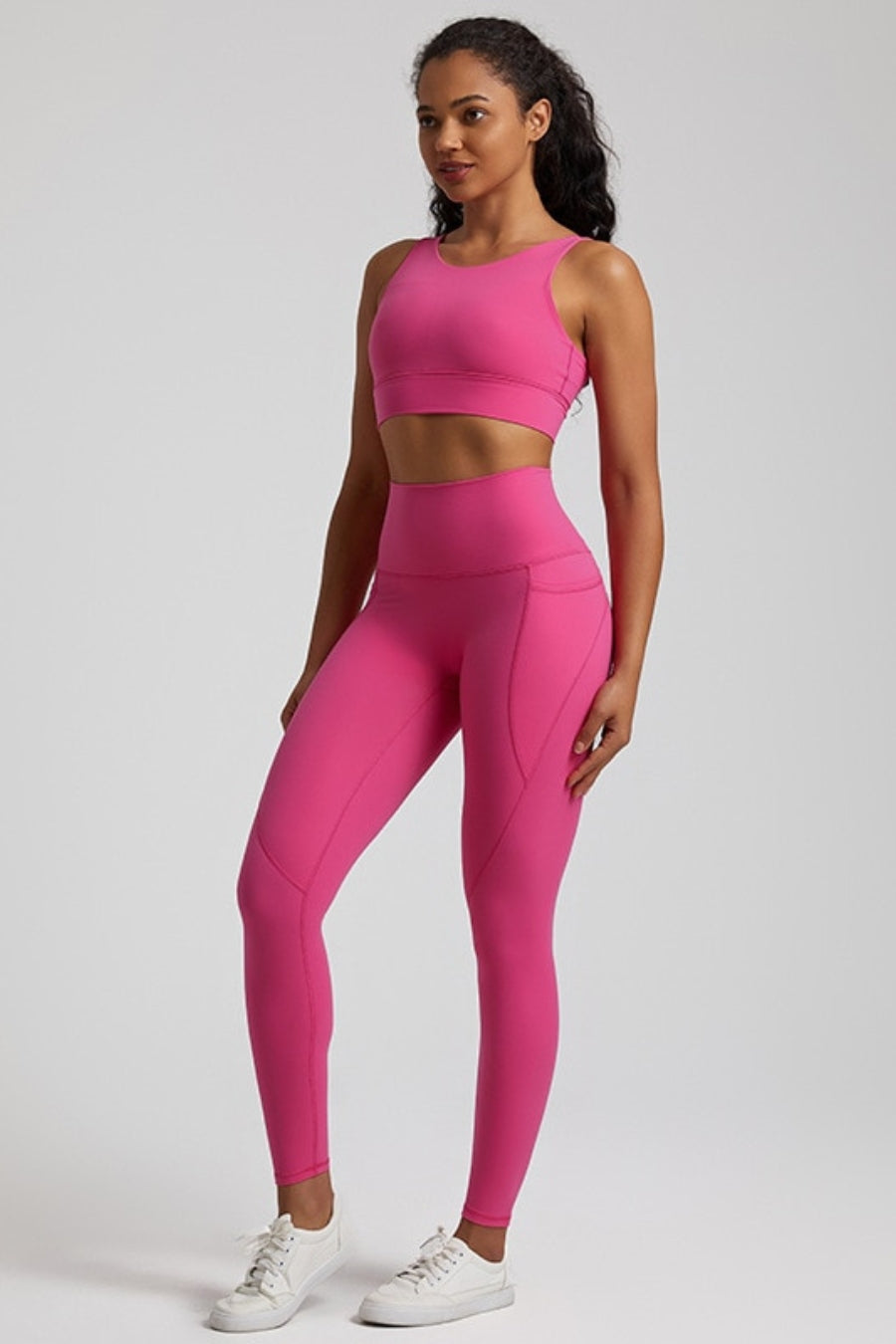 Yoga Legging &amp; Bra set - dark pink / S