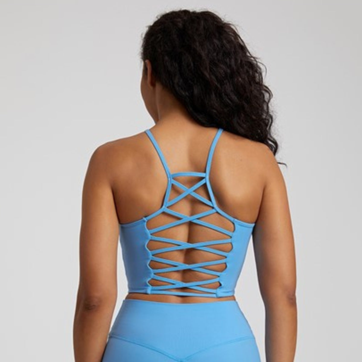 Yoga Halter Cross Bra - light blue / S