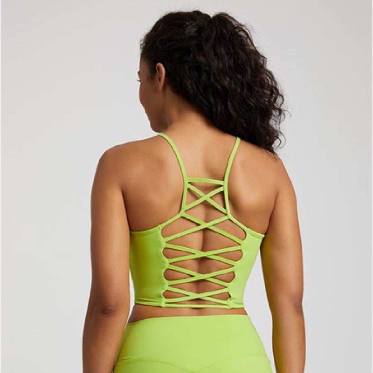 Yoga Halter Cross Bra - light green / S