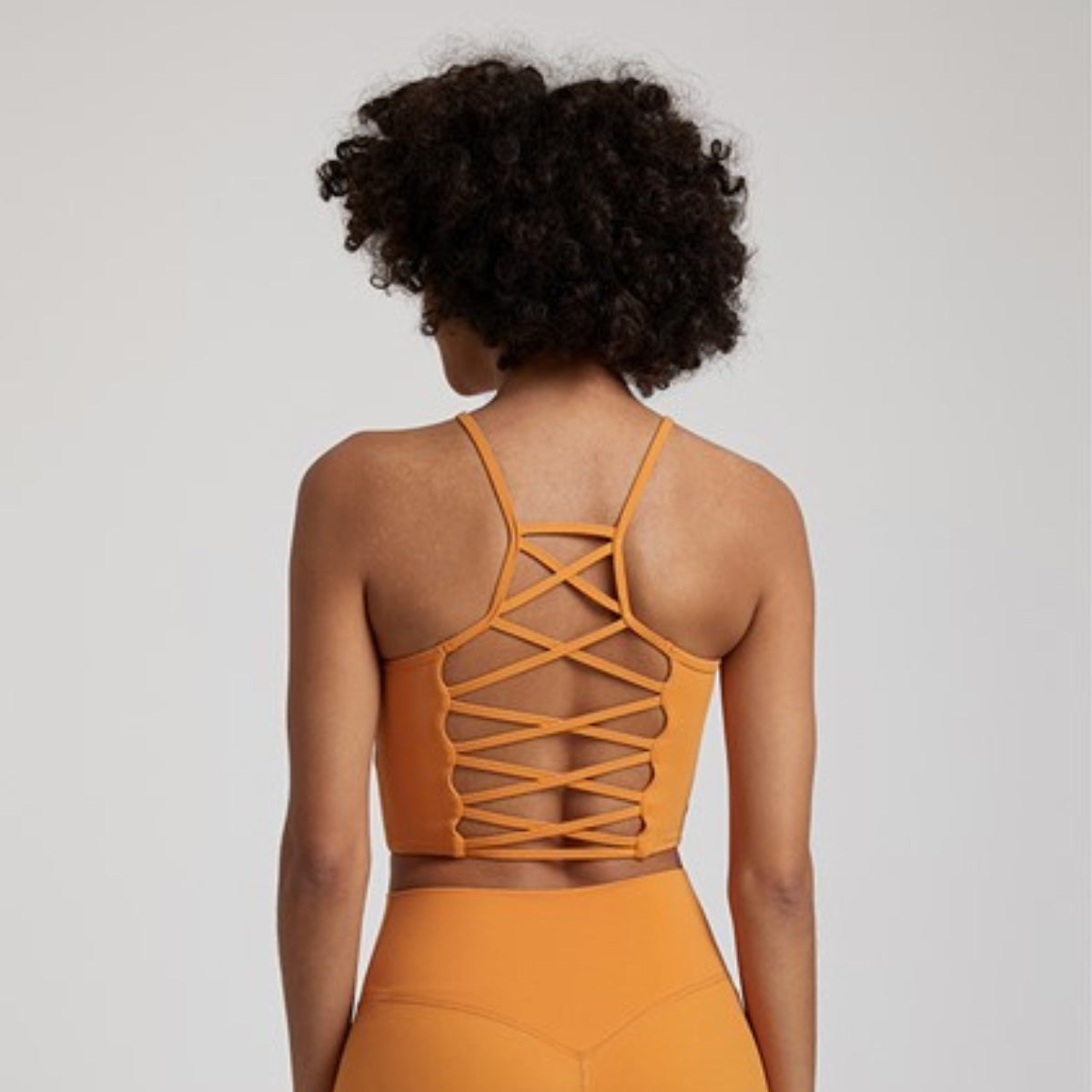 Yoga Halter Cross Bra - Orange / S