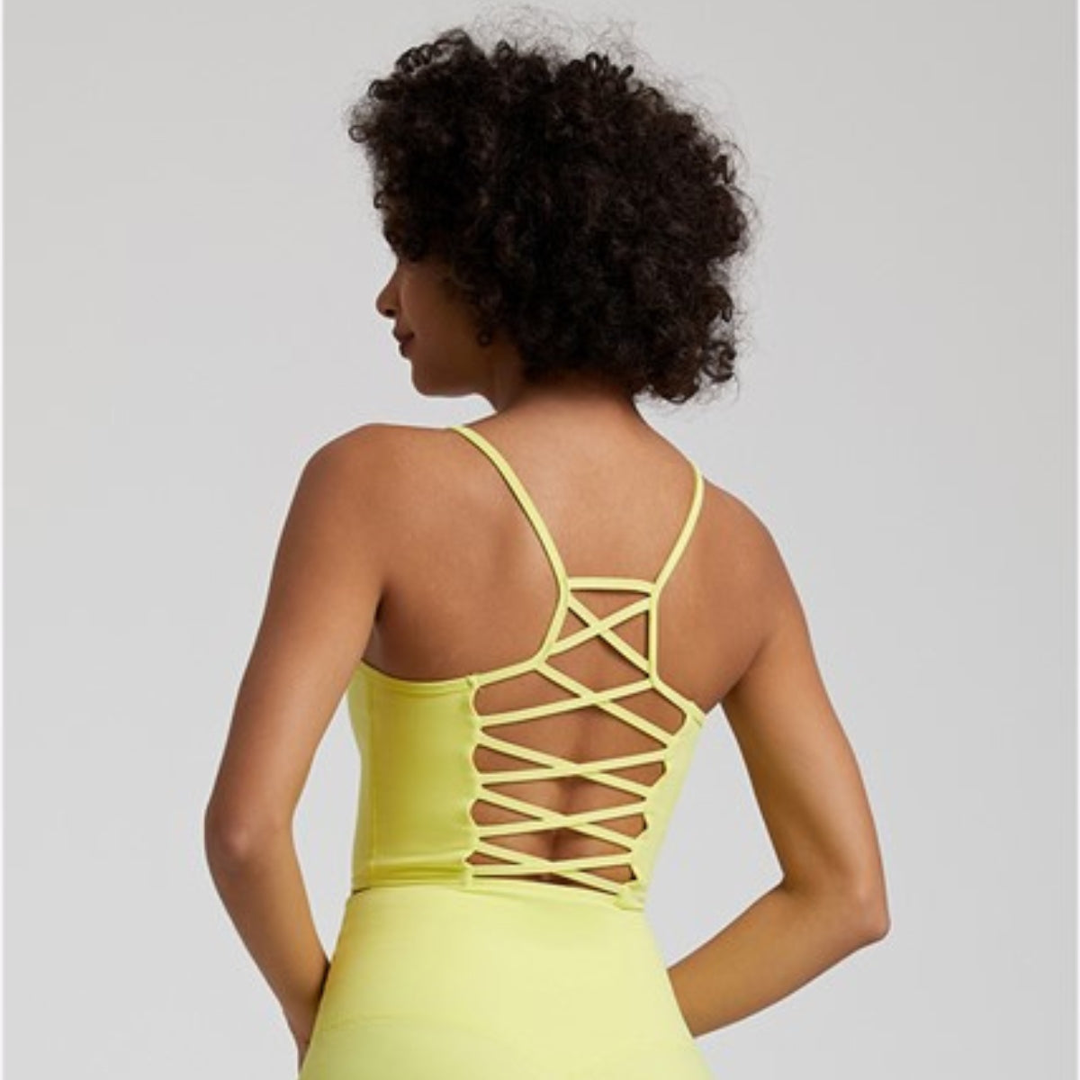 Yoga Halter Cross Bra - yellow / S