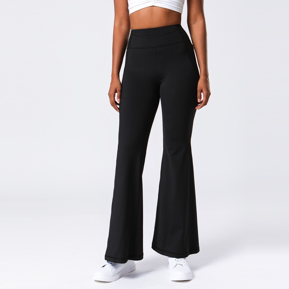 High Waisted Flared Yoga Pants - Black / S