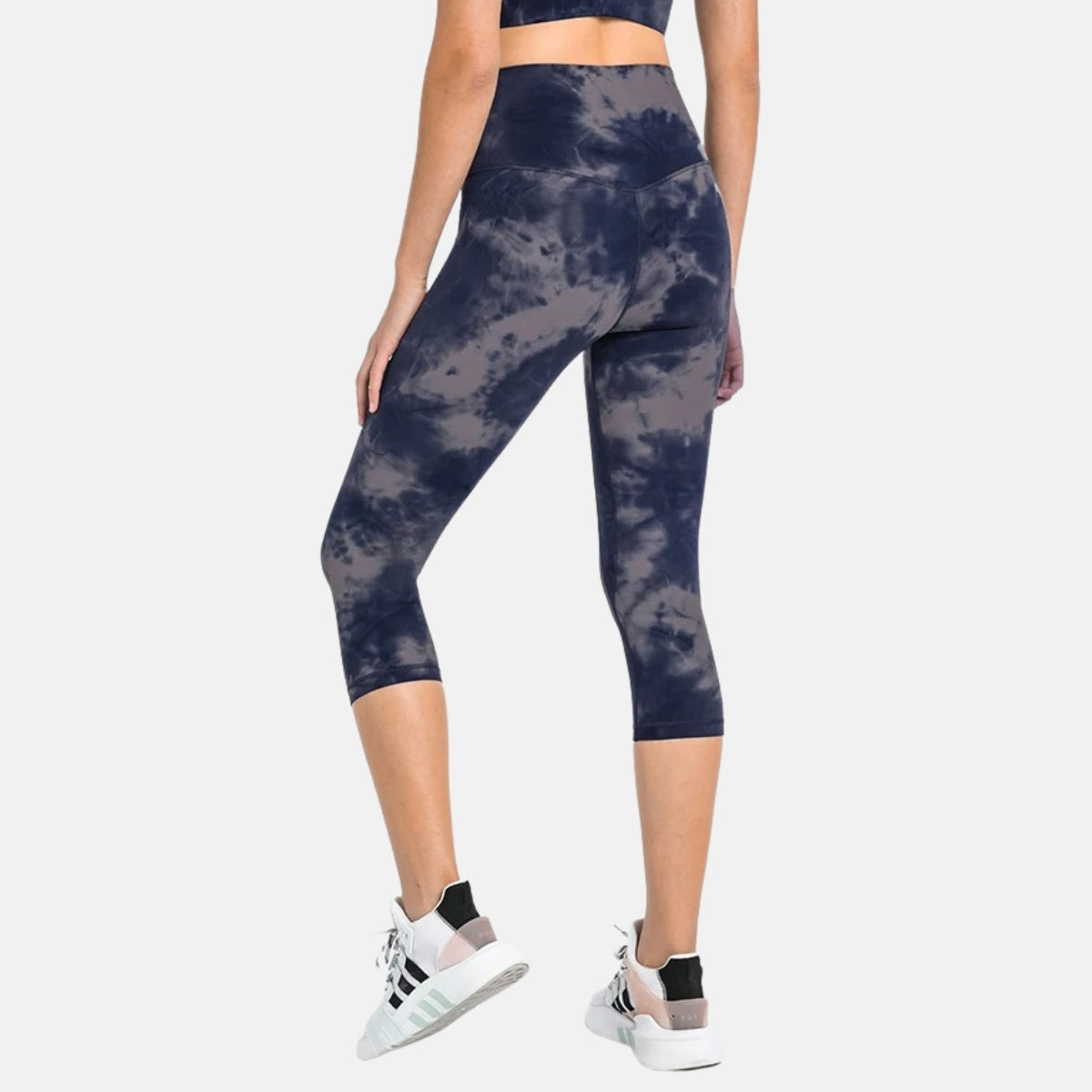 Tie &amp; Dye Yoga Legging Short - navy blue / XS