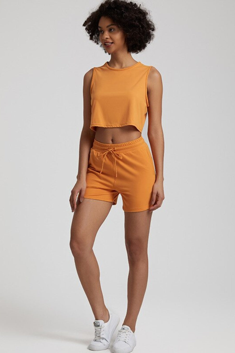 Yoga Short &amp; Crop Top Set - orange / S