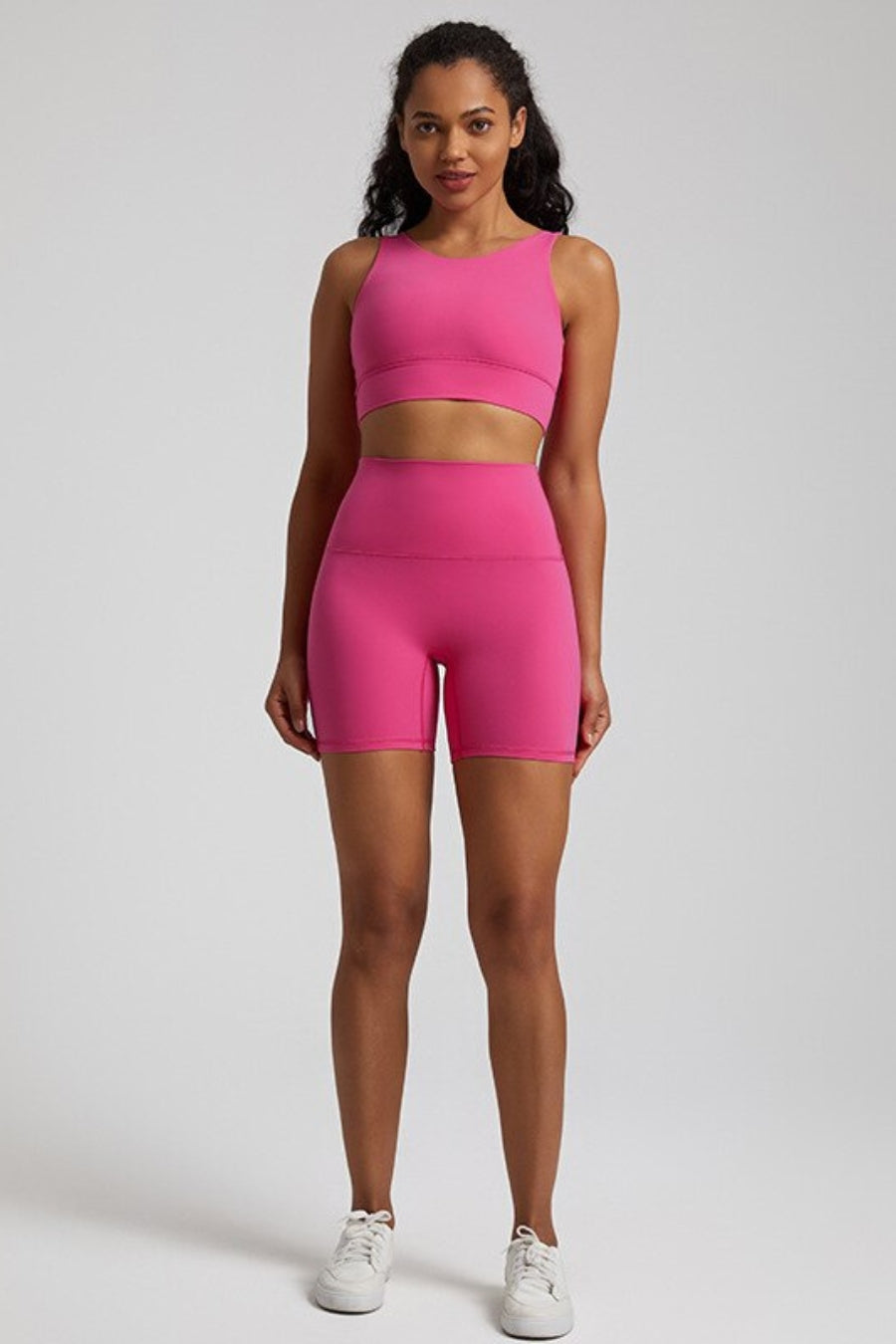 Yoga shorts &amp; bra set - dark pink / S