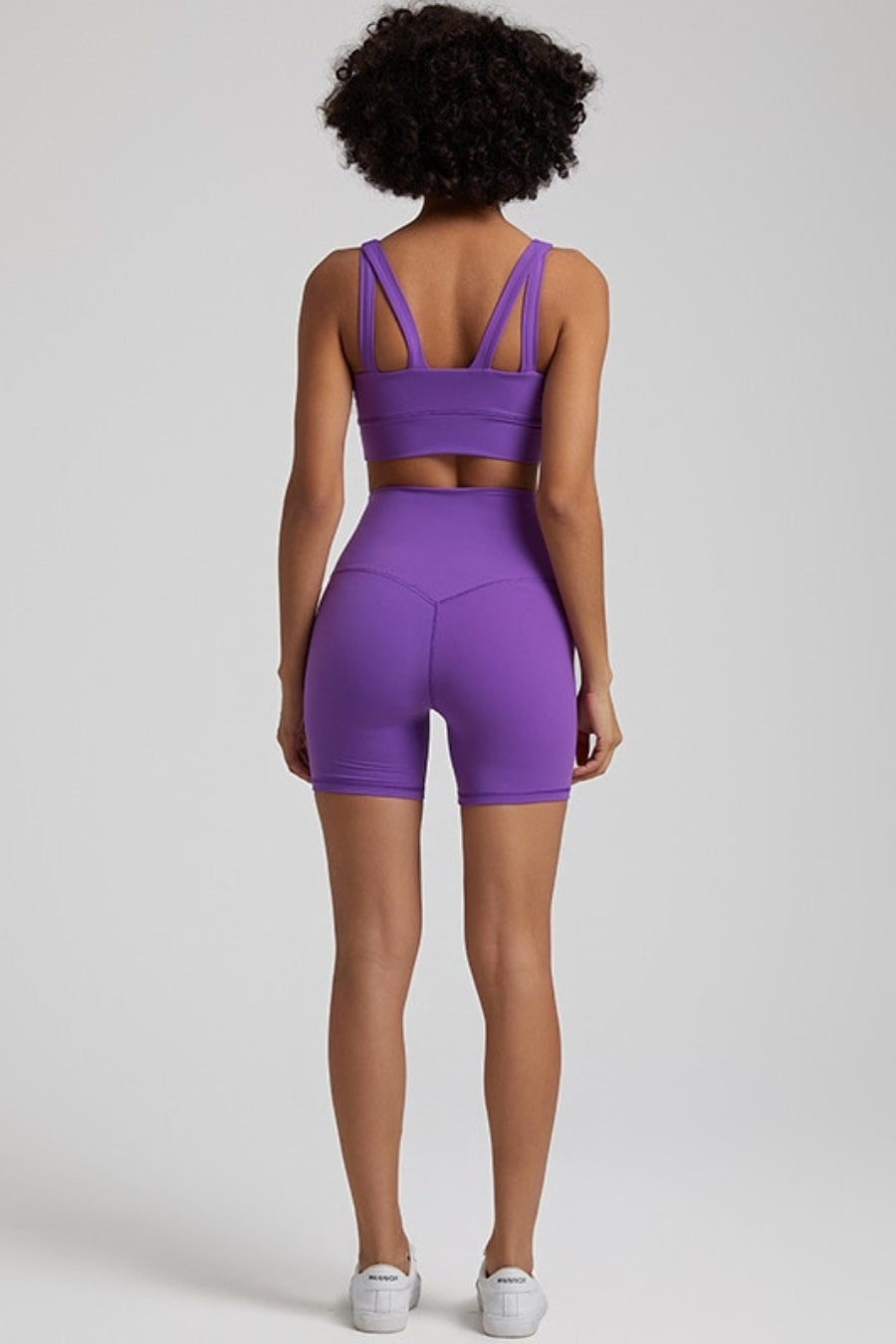 Yoga Shorts &amp; Bra Set - purple / S